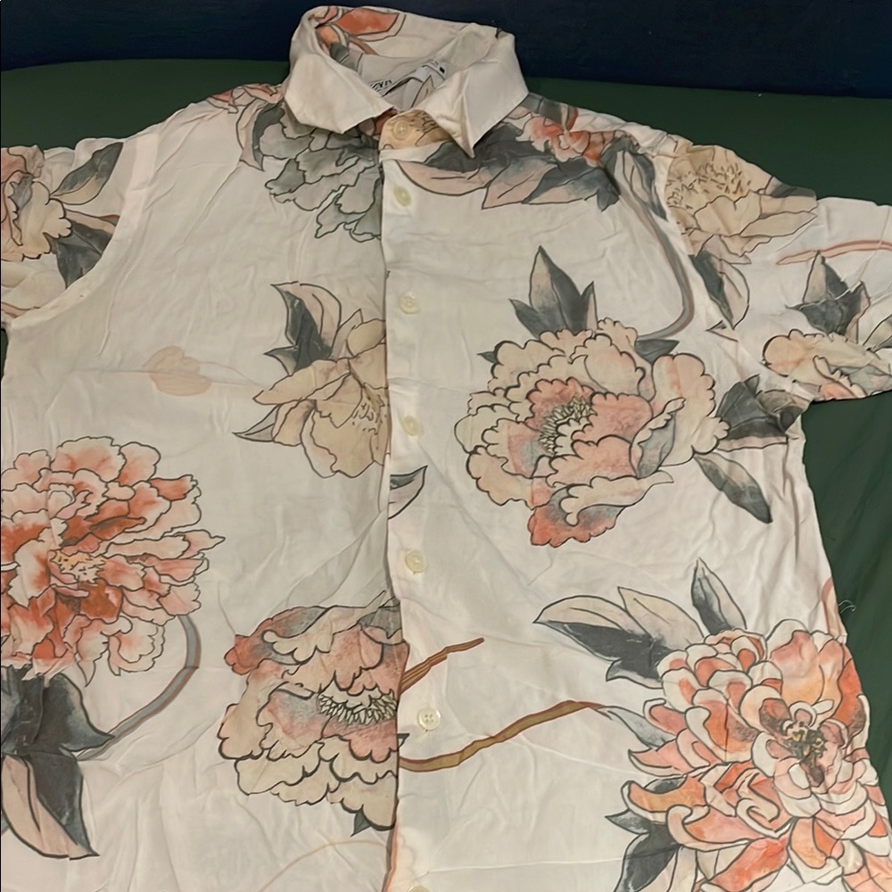 Zara Floral White Shirt